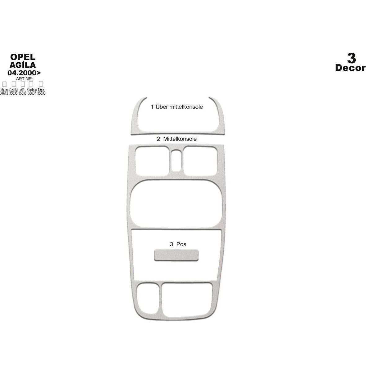 Meriç® Opel Agila Ön Torpido Kaplama 3 Parça 2000-2003