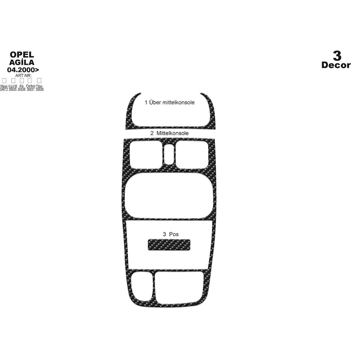 Meriç® Opel Agila Ön Torpido Kaplama 3 Parça 2000-2003