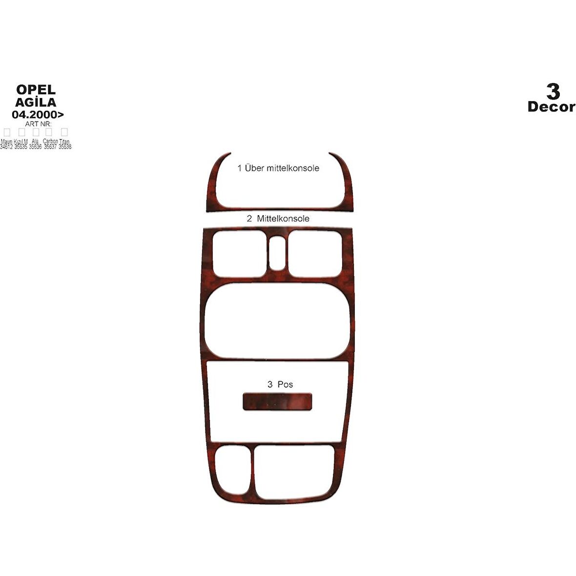 Meriç® Opel Agila Ön Torpido Kaplama 3 Parça 2000-2003