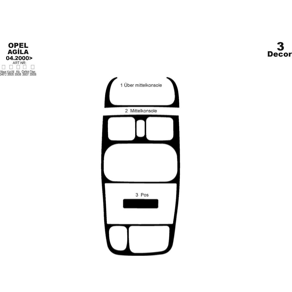 Meriç® Opel Agila Ön Torpido Kaplama 3 Parça 2000-2003
