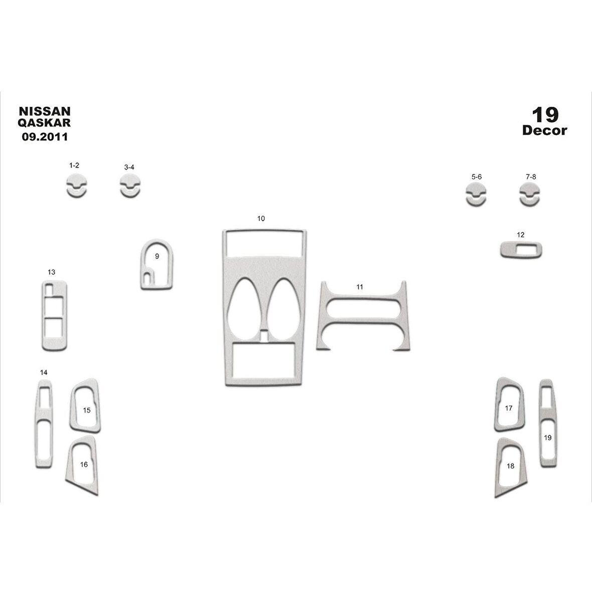 Meriç® Nissan Qashqai Ön Torpido Kaplama 19 Parça 2011-2012