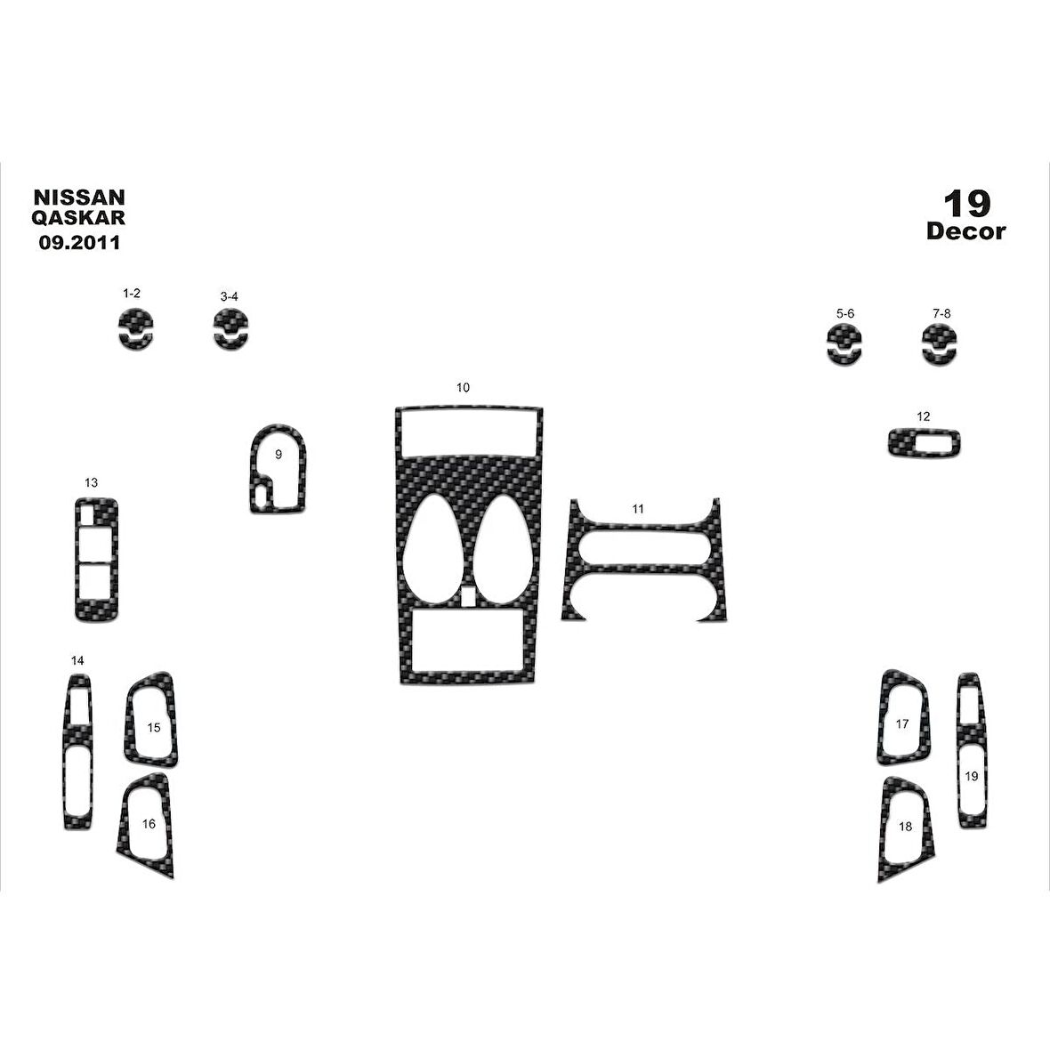 Meriç® Nissan Qashqai Ön Torpido Kaplama 19 Parça 2011-2012