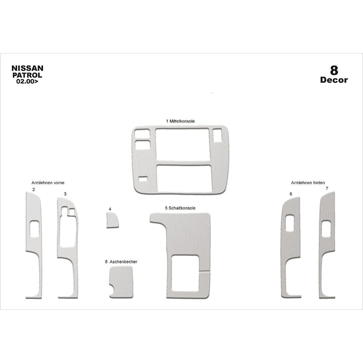 Meriç® Nissan Patrol Ön Torpido Kaplama 8 Parça 2000-2004