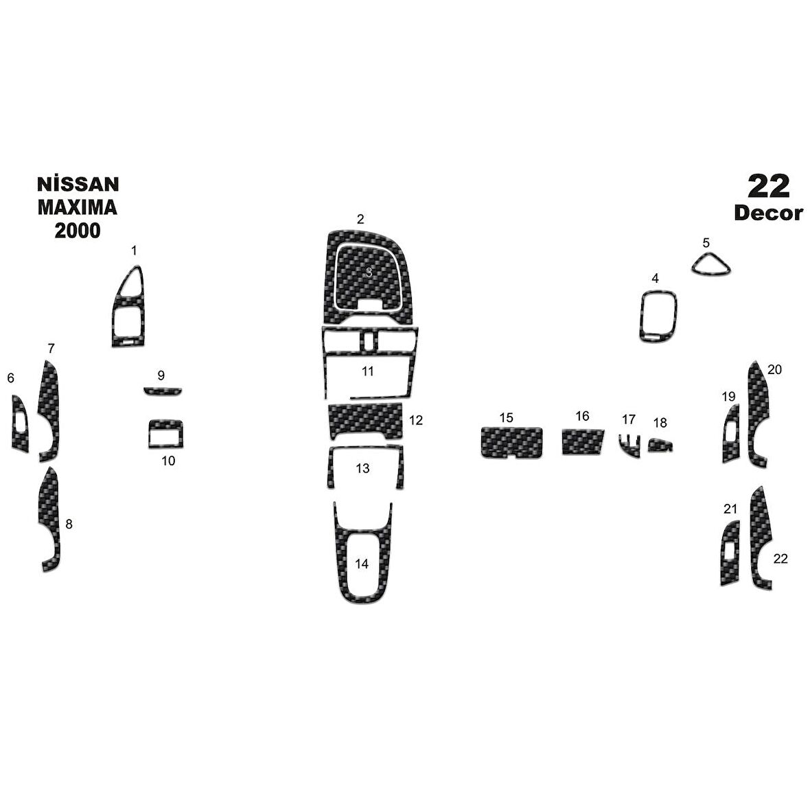 Meriç® Nissan Maxima Ön Torpido Kaplama 22 Parça 2000-2004