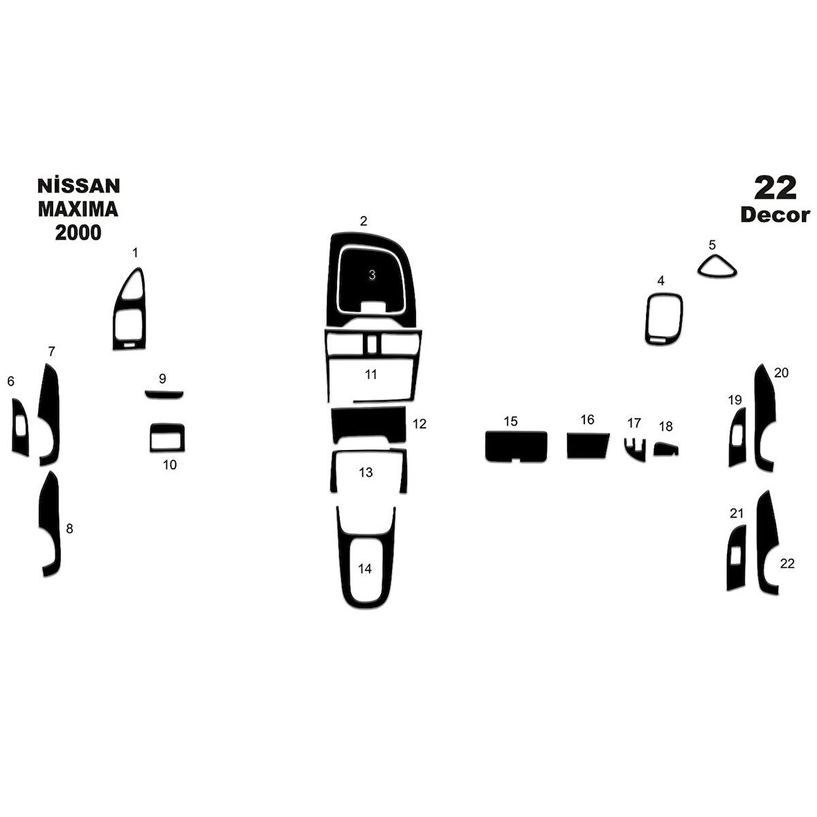 Meriç® Nissan Maxima Ön Torpido Kaplama 22 Parça 2000-2004