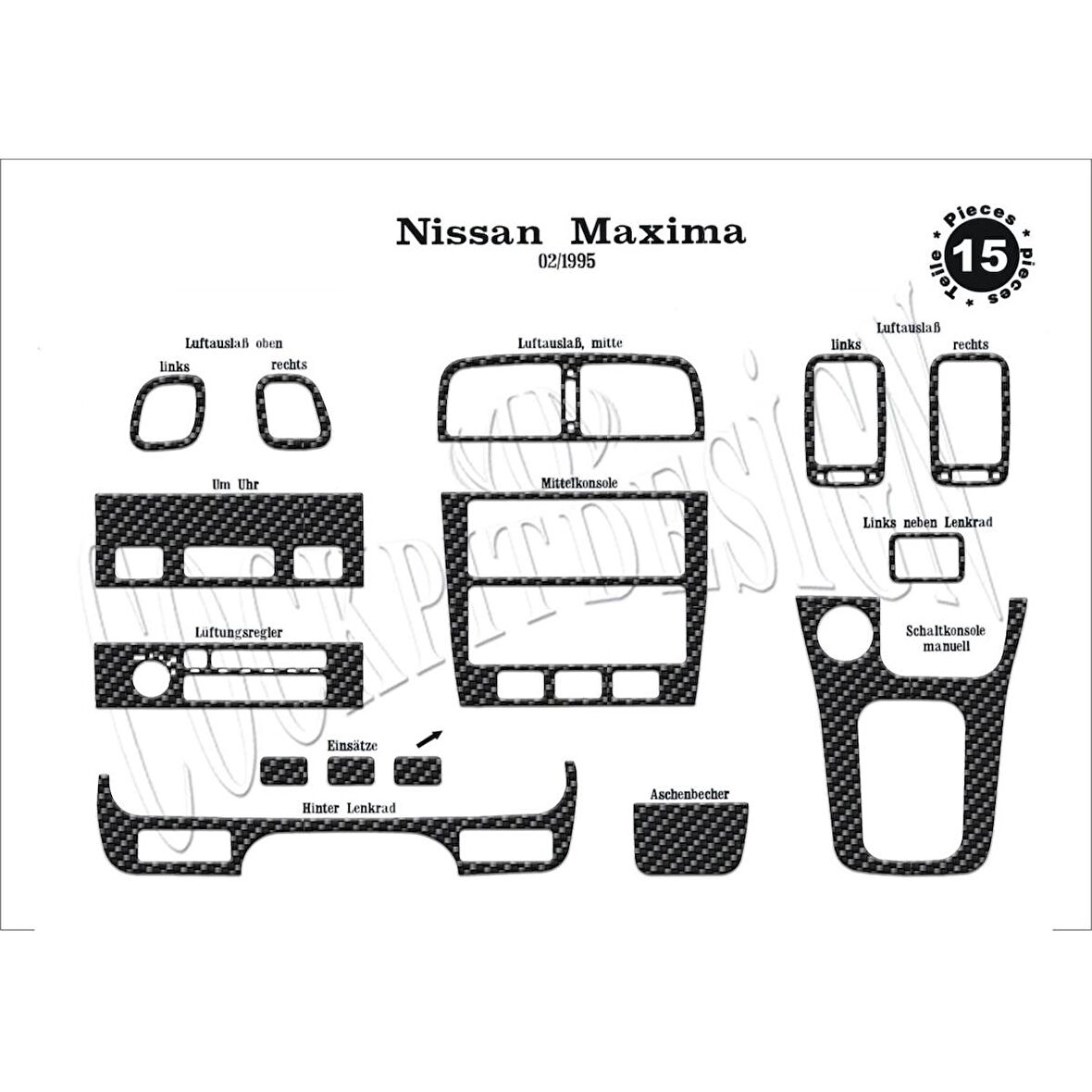 Meriç® Nissan Maxima Ön Torpido Kaplama 15 Parça 1995-2000