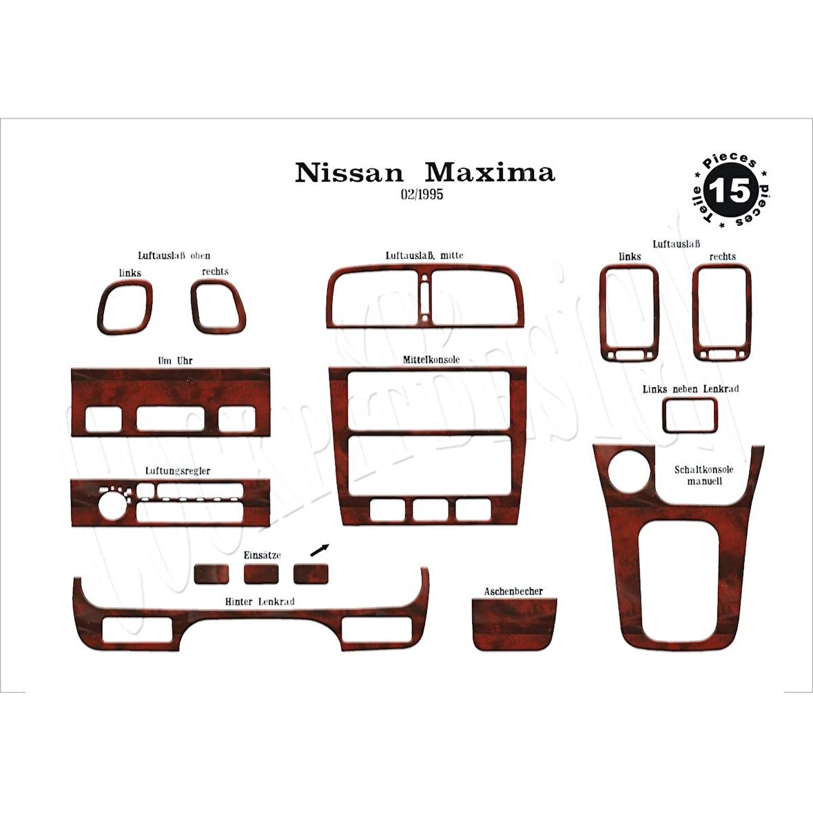 Meriç® Nissan Maxima Ön Torpido Kaplama 15 Parça 1995-2000
