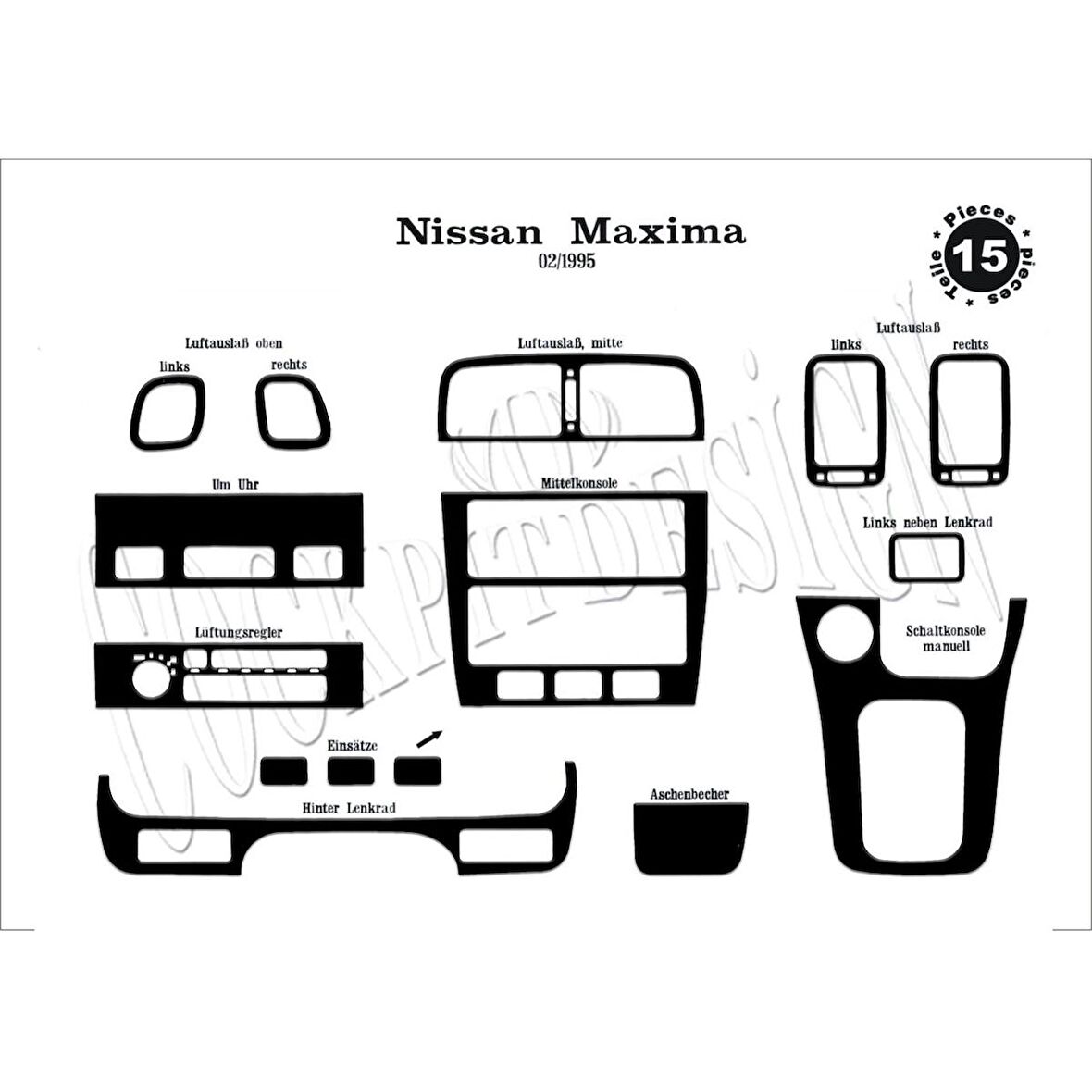 Meriç® Nissan Maxima Ön Torpido Kaplama 15 Parça 1995-2000