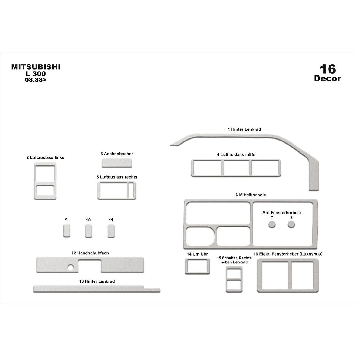 Meriç® Mitsubishi L300 Ön Torpido Kaplama 16 Parça 1988-›