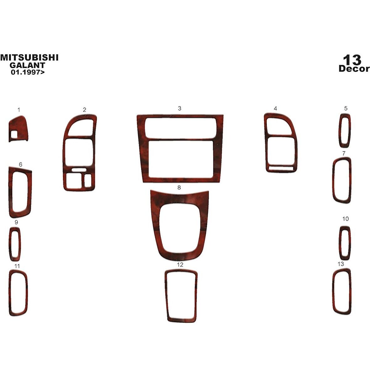Meriç® Mitsubishi Galant Ön Torpido Kaplama 13 Parça 1998-2002