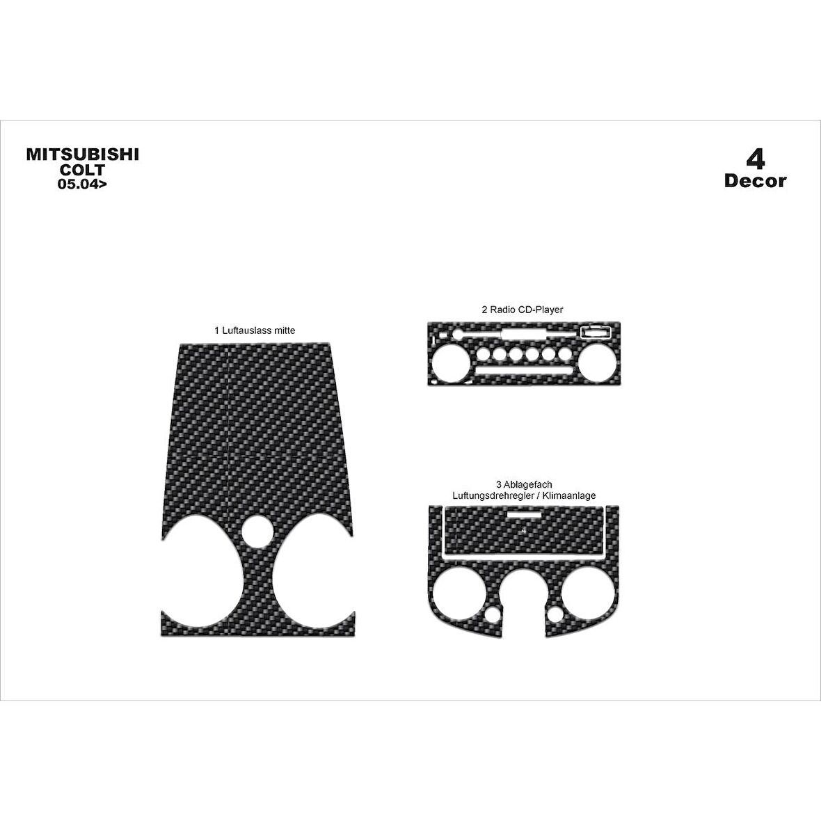 Meriç® Mitsubishi Colt Ön Torpido Kaplama 4 Parça 2004-2007