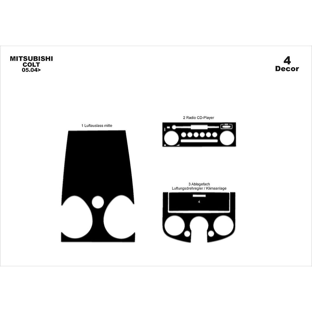 Meriç® Mitsubishi Colt Ön Torpido Kaplama 4 Parça 2004-2007