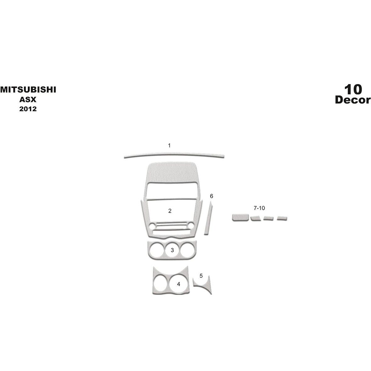 Meriç® Mitsubishi ASX Ön Torpido Kaplama 10 Parça 2012-2016