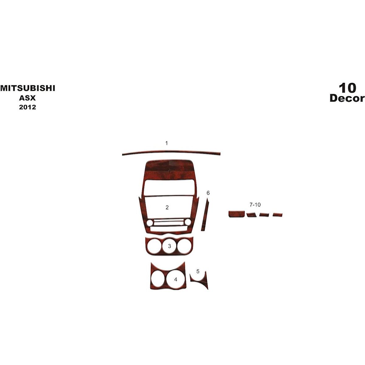 Meriç® Mitsubishi ASX Ön Torpido Kaplama 10 Parça 2012-2016