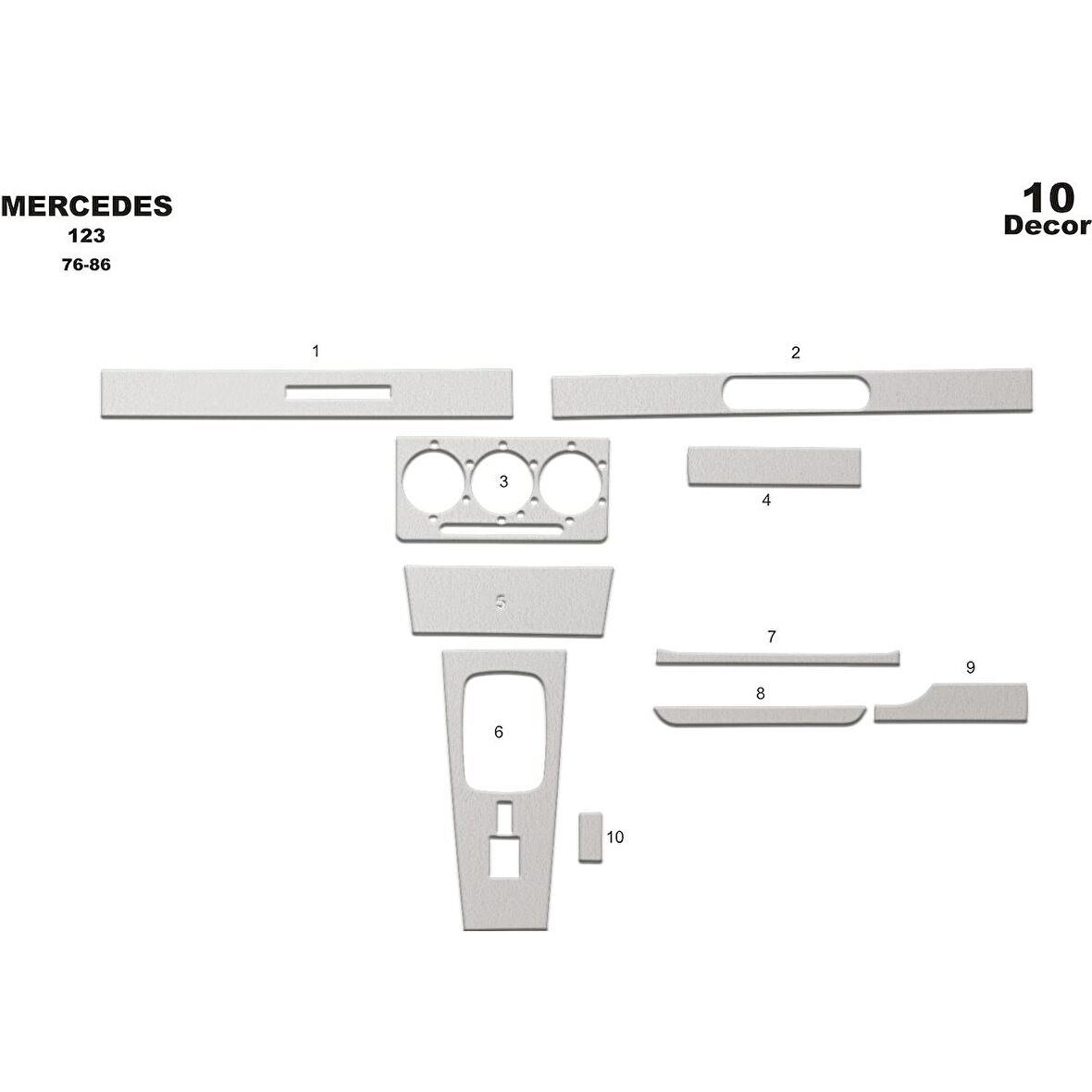 Meriç® Mercedes 123 Ön Torpido Kaplama 10 Parça 1976-1986