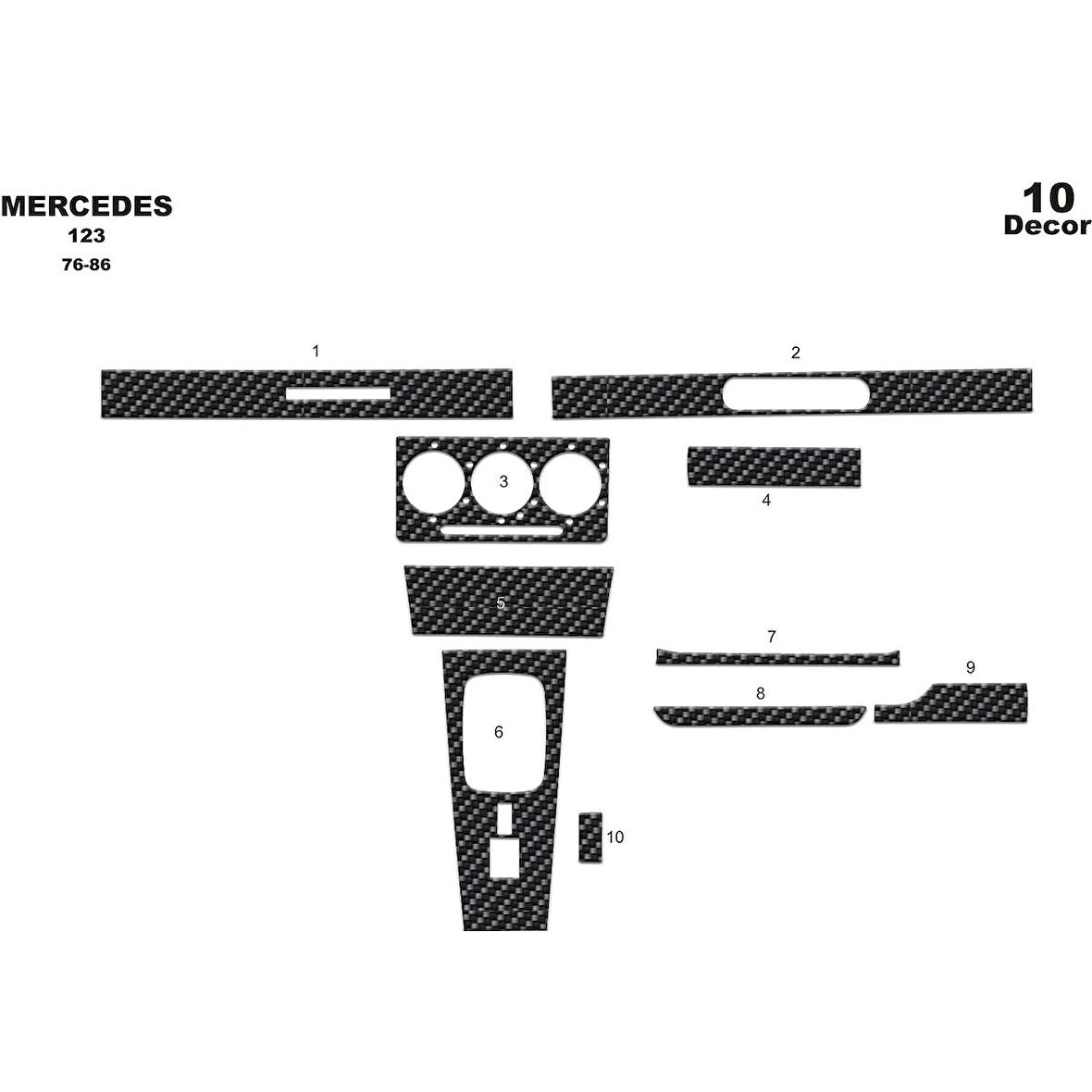 Meriç® Mercedes 123 Ön Torpido Kaplama 10 Parça 1976-1986