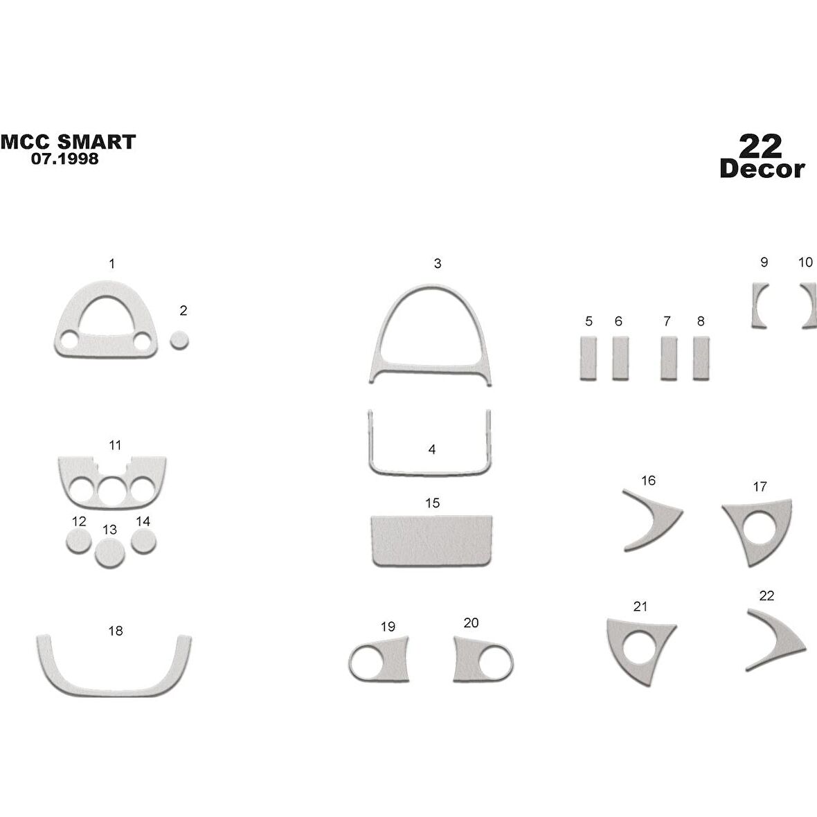 Meriç® MMC Smart Ön Torpido Kaplama 22 Parça 1998-›