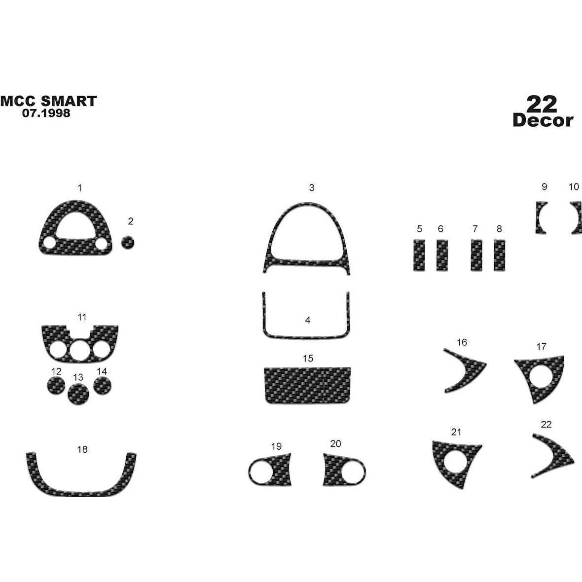 Meriç® MMC Smart Ön Torpido Kaplama 22 Parça 1998-›