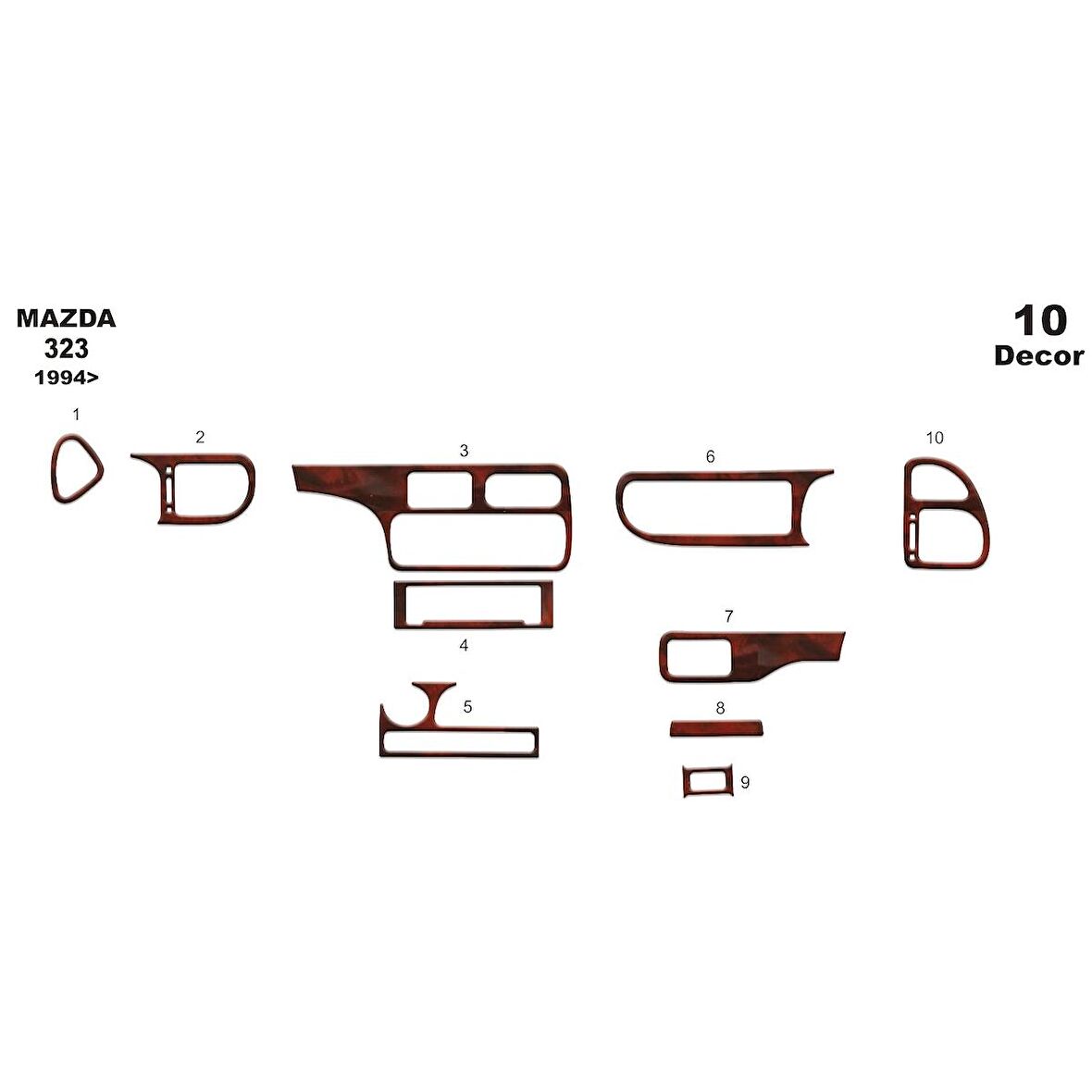 Meriç® Mazda 323 S Ön Torpido Kaplama 10 Parça 1994-1999