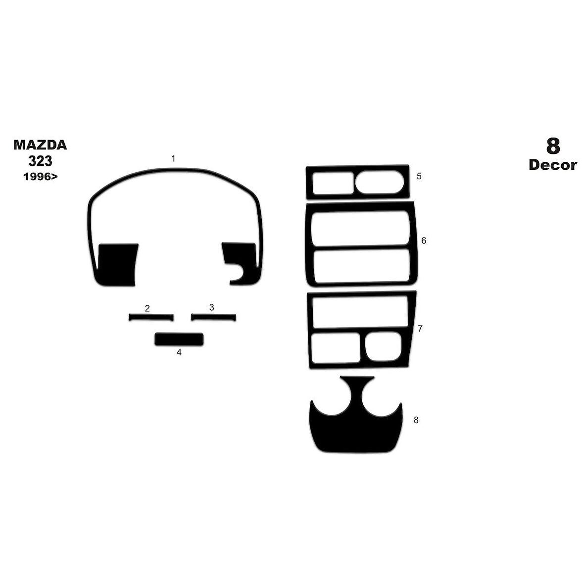 Meriç® Mazda 323 Ön Torpido Kaplama 8 Parça 1996-1999