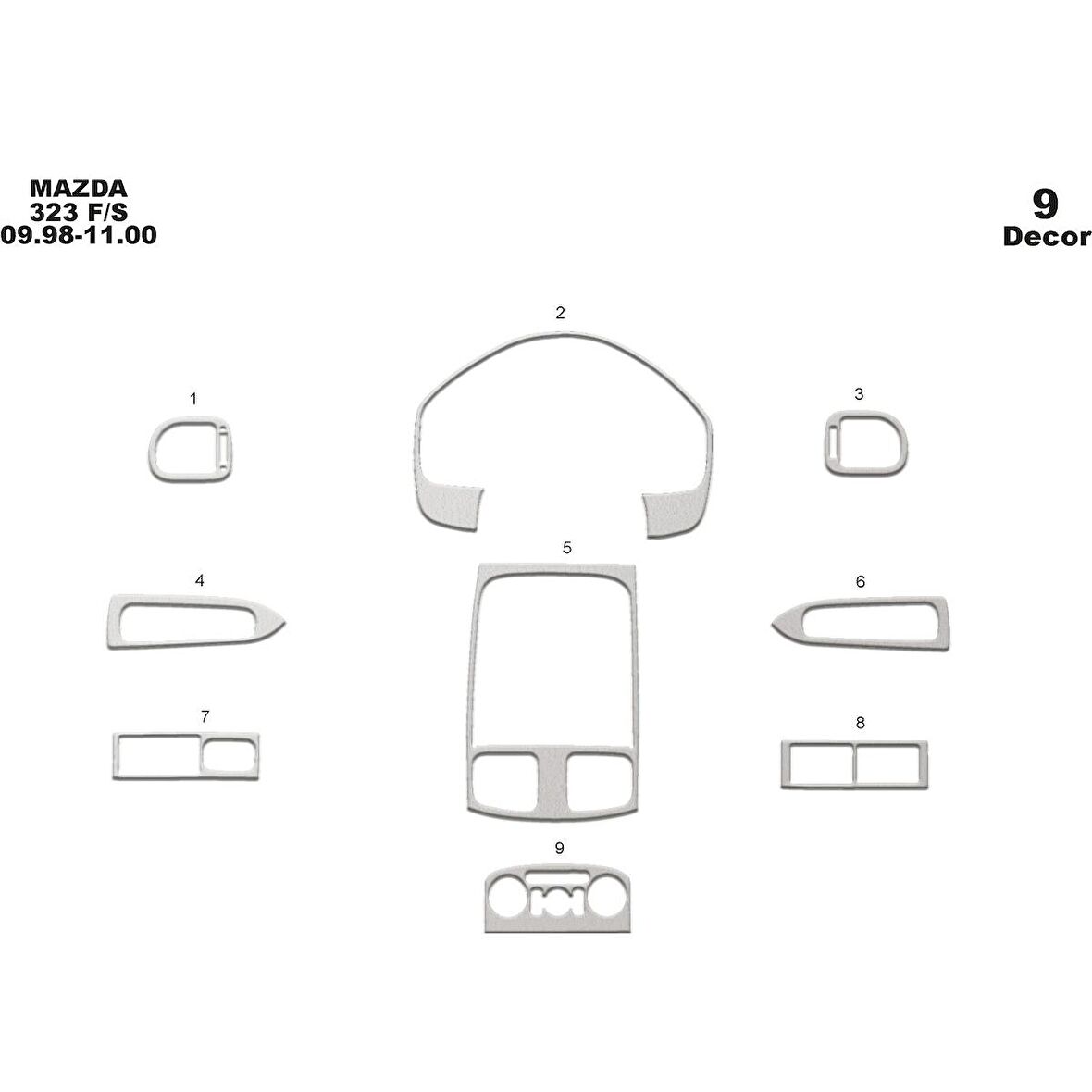 Meriç® Mazda 323 Fs Ön Torpido Kaplama 9 Parça 1998-2000