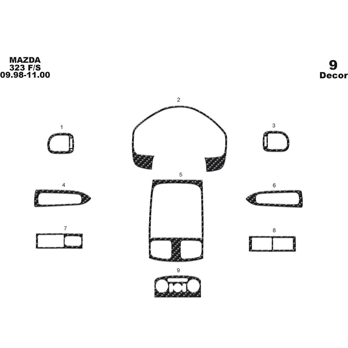 Meriç® Mazda 323 Fs Ön Torpido Kaplama 9 Parça 1998-2000