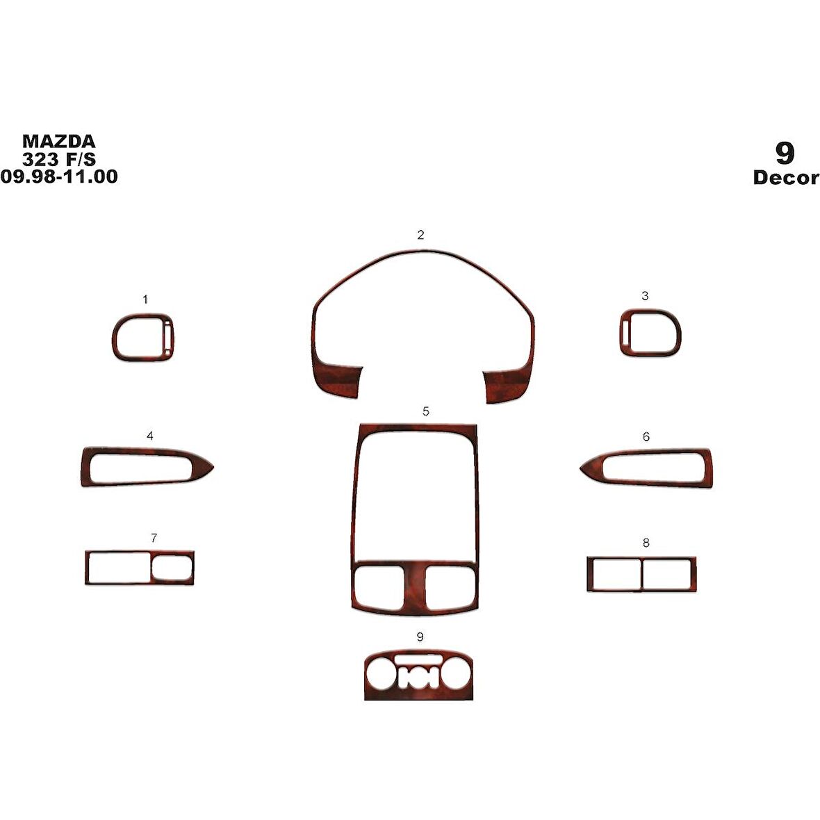Meriç® Mazda 323 Fs Ön Torpido Kaplama 9 Parça 1998-2000