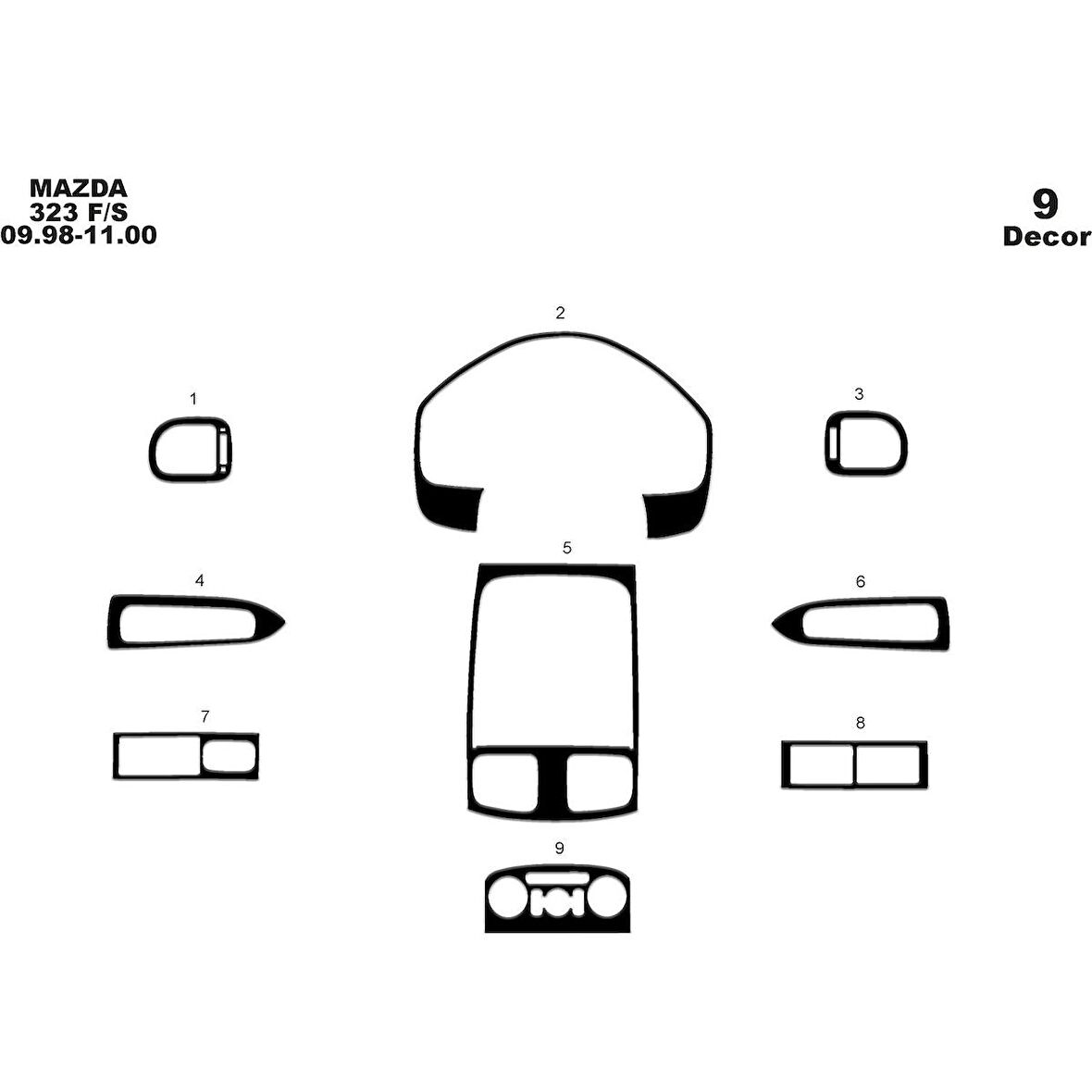 Meriç® Mazda 323 Fs Ön Torpido Kaplama 9 Parça 1998-2000