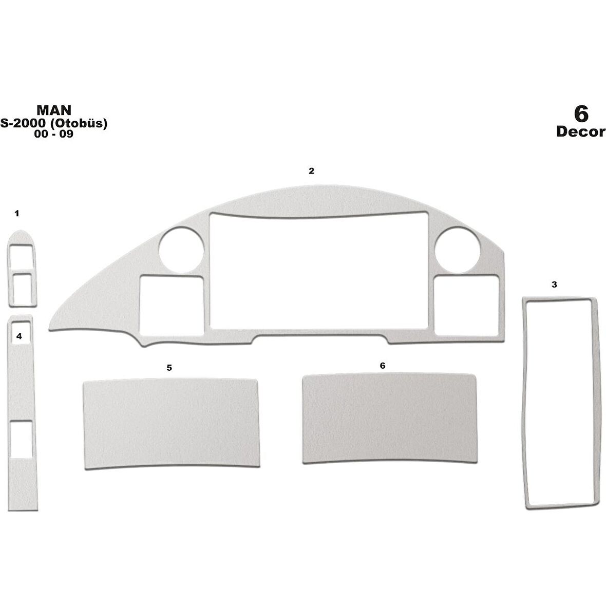 Meriç® Man S 2000 Ön Torpido Kaplama 6 Parça 1997-2000