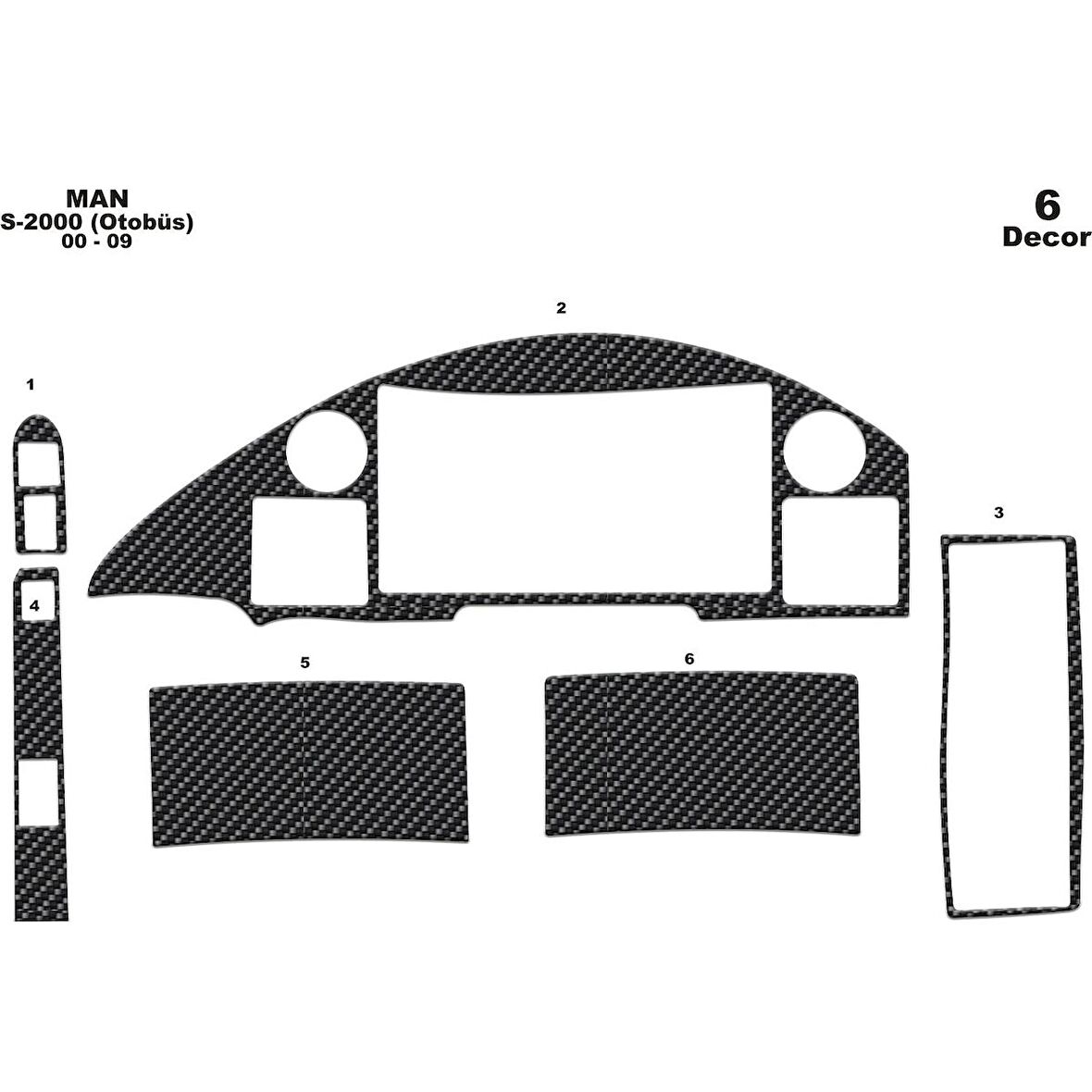 Meriç® Man S 2000 Ön Torpido Kaplama 6 Parça 1997-2000