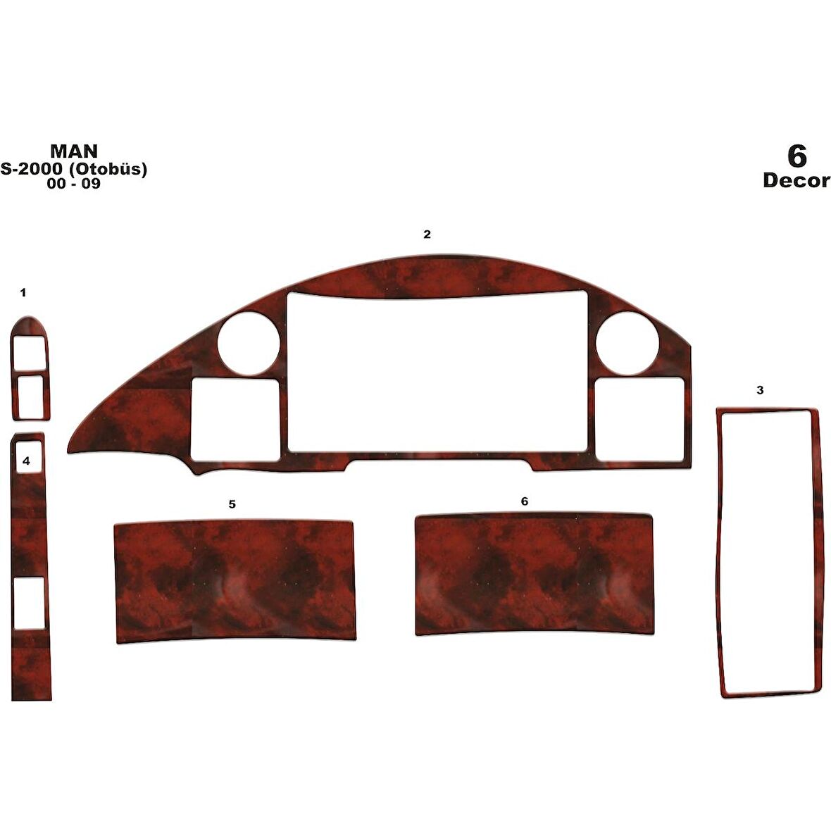 Meriç® Man S 2000 Ön Torpido Kaplama 6 Parça 1997-2000