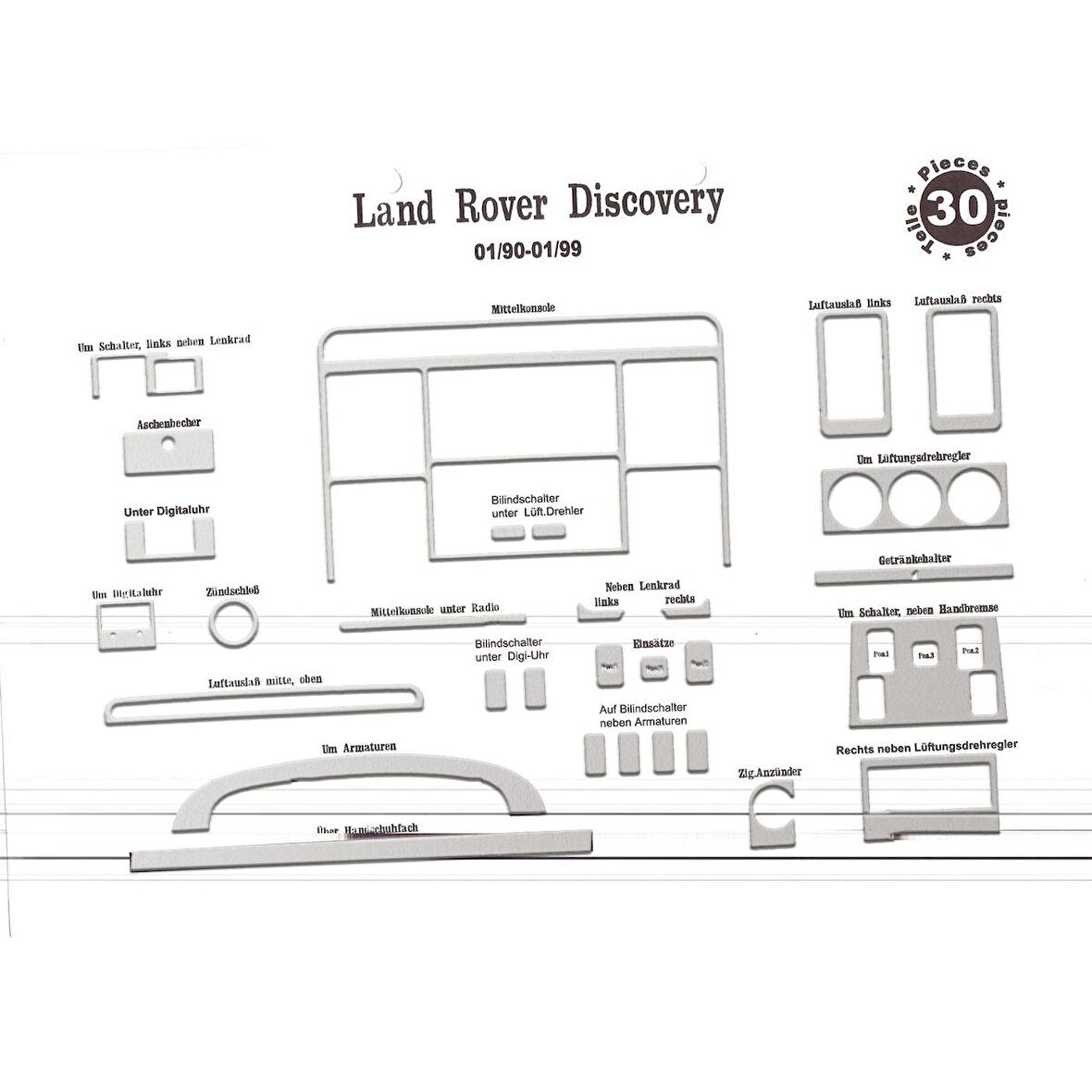 Meriç® Land Rover Discovery Ön Torpido Kaplama 30 Parça 1990-1998