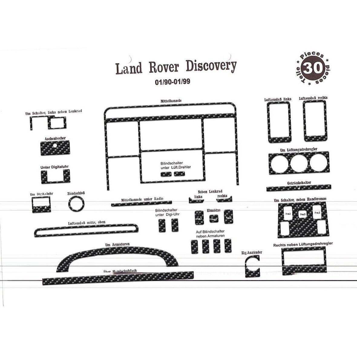 Meriç® Land Rover Discovery Ön Torpido Kaplama 30 Parça 1990-1998