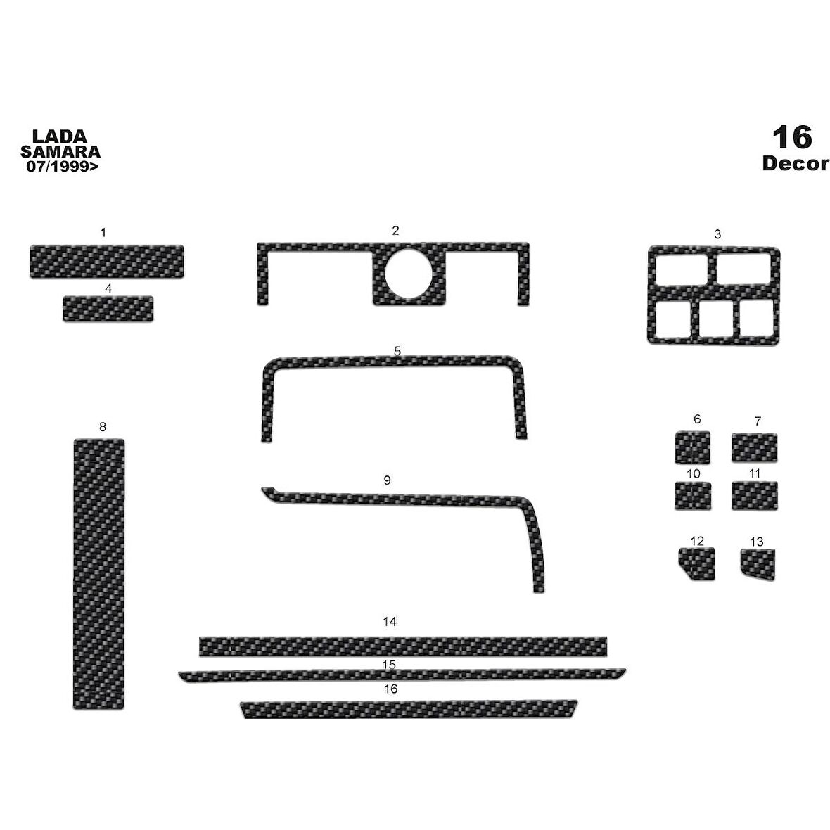 Meriç® Lada Samara Ön Torpido Kaplama 16 Parça 1999-2002