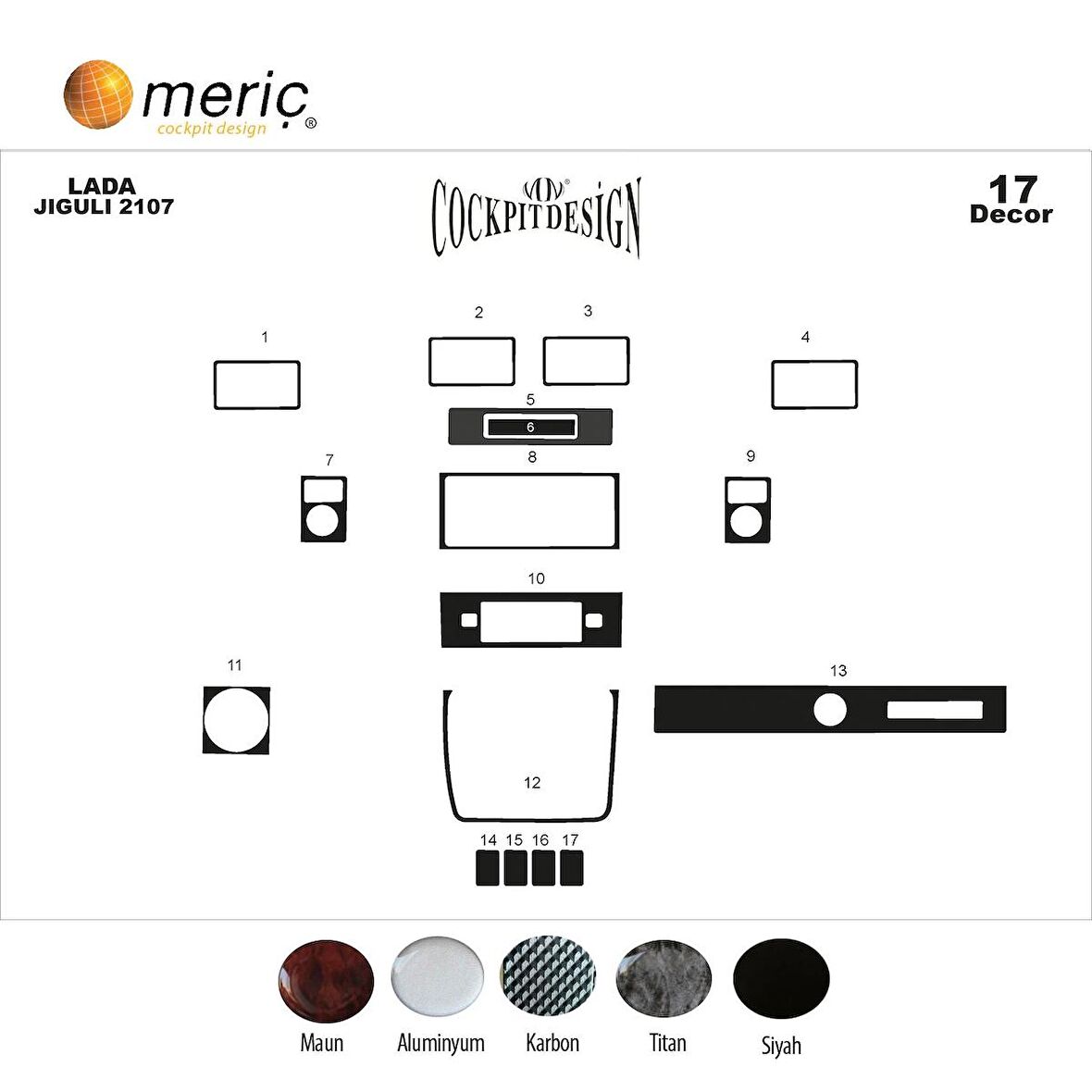 Meriç® Lada Jiguli 2107 Ön Torpido Kaplama 17 Parça 2017-›