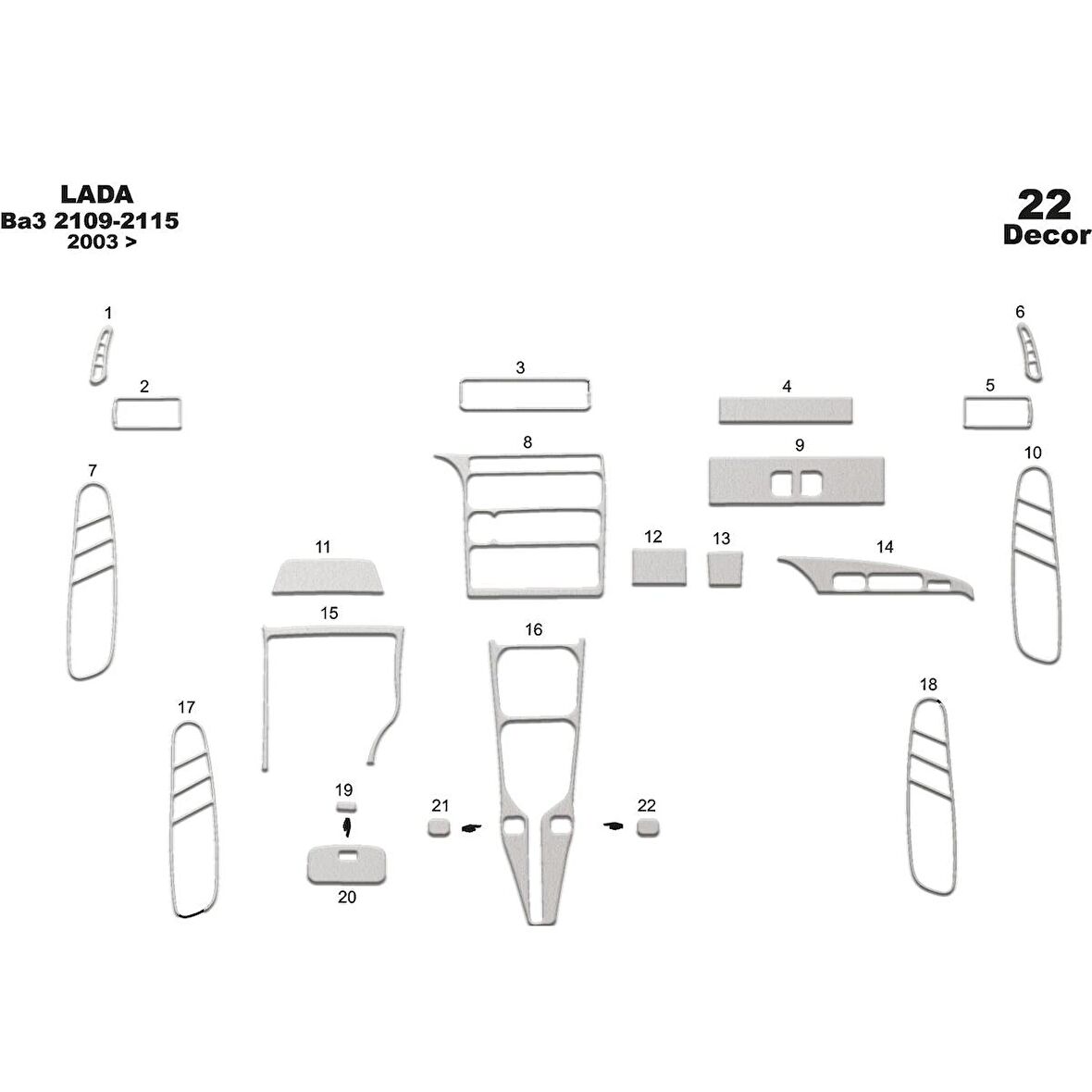 Meriç® Lada 2115 Ön Torpido Kaplama 22 Parça 2003-›
