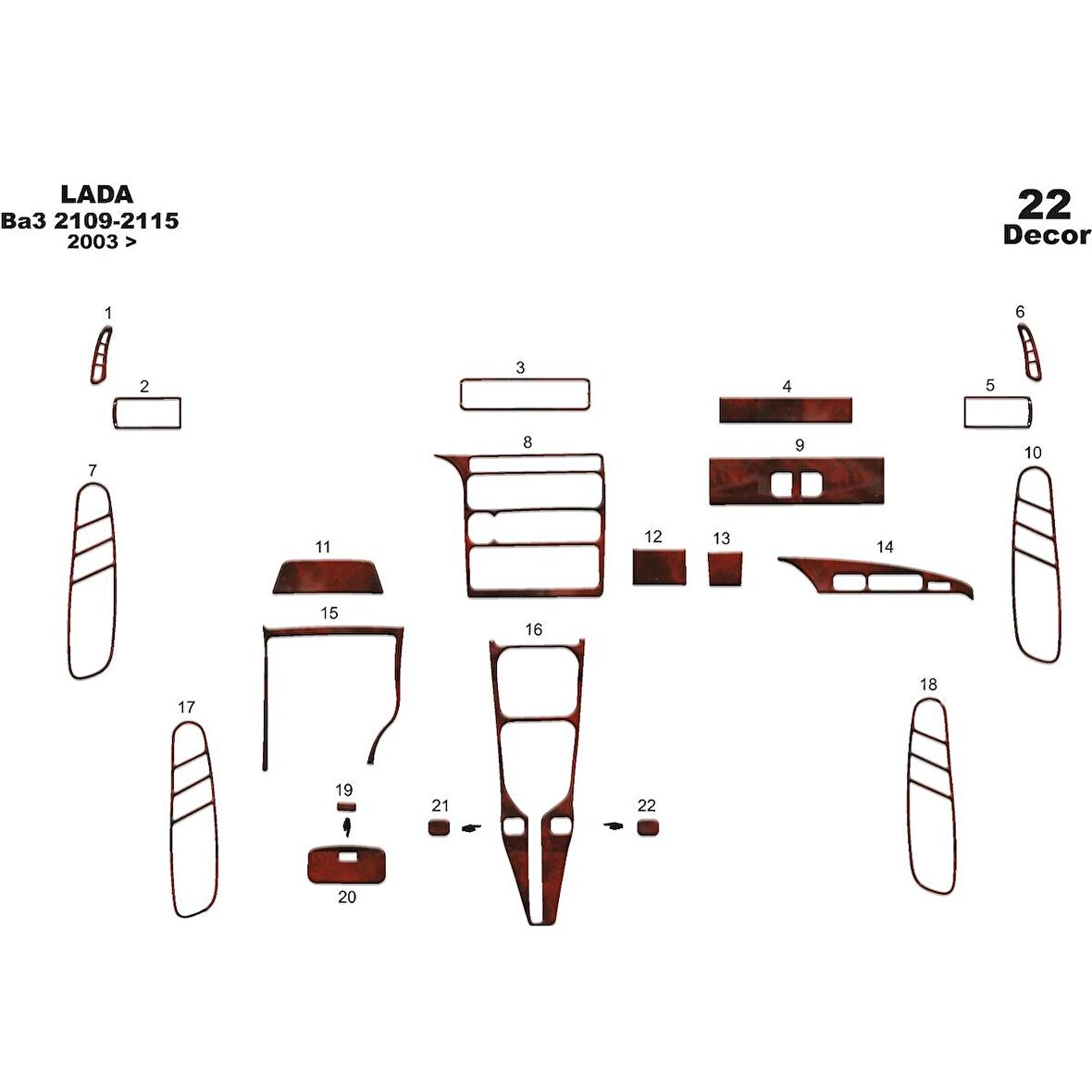 Meriç® Lada 2115 Ön Torpido Kaplama 22 Parça 2003-›