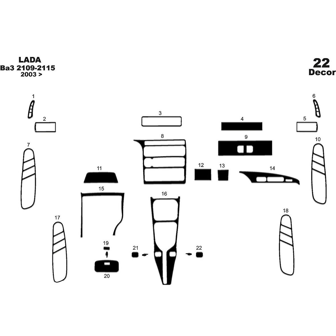 Meriç® Lada 2115 Ön Torpido Kaplama 22 Parça 2003-›