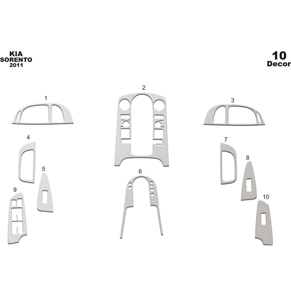 Meriç® Kia Sorento Ön Torpido Kaplama 10 Parça 2011-›
