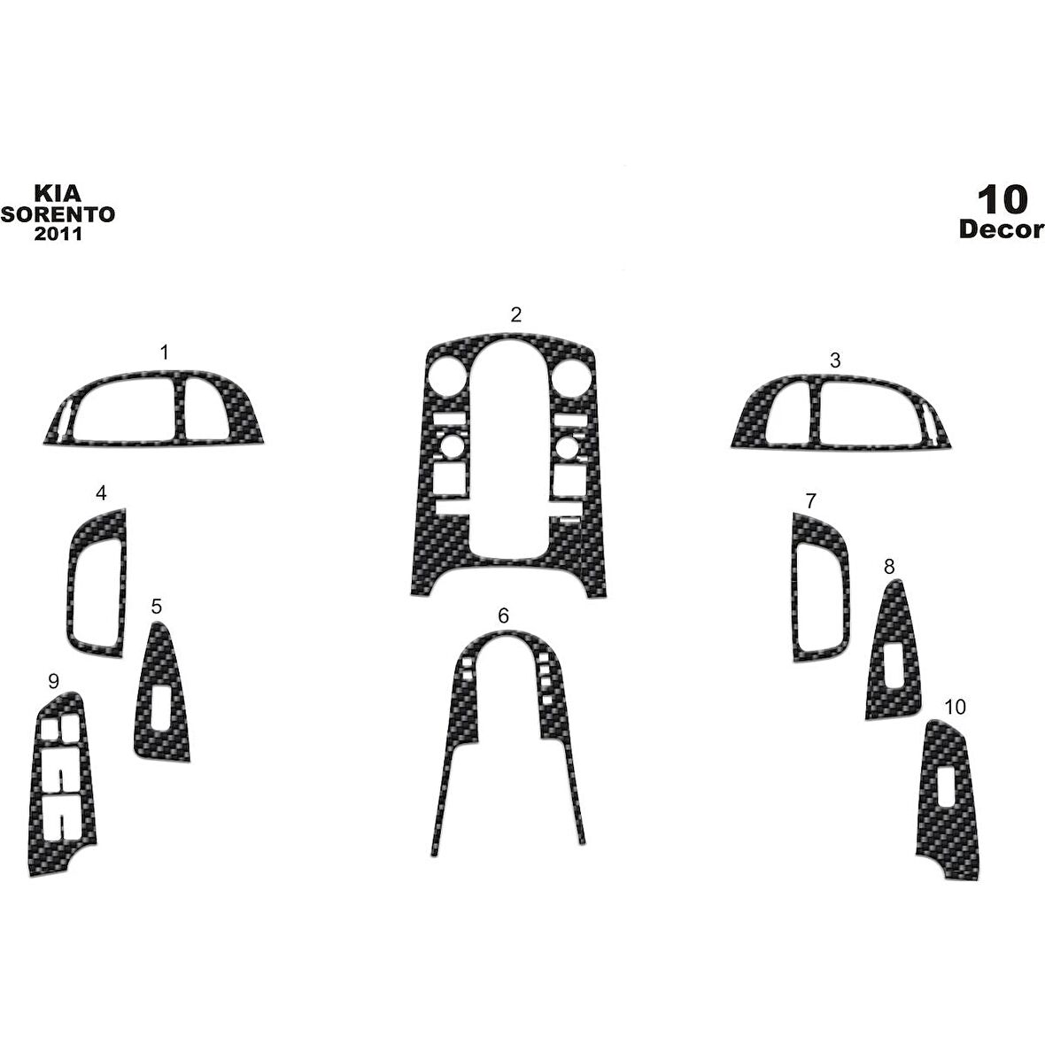 Meriç® Kia Sorento Ön Torpido Kaplama 10 Parça 2011-›