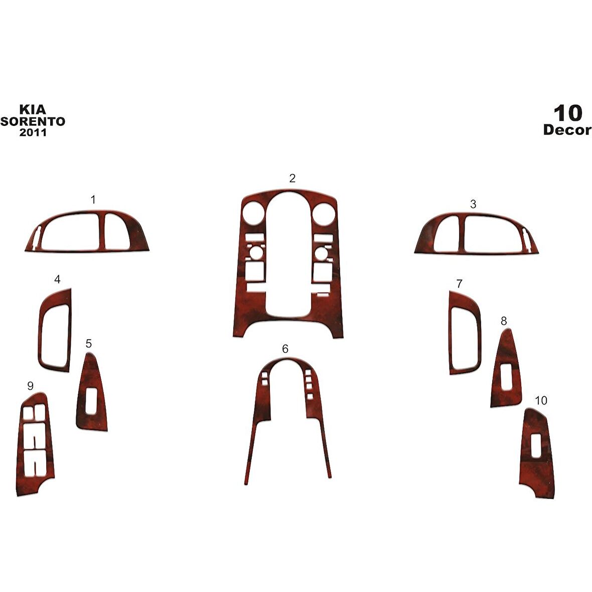 Meriç® Kia Sorento Ön Torpido Kaplama 10 Parça 2011-›