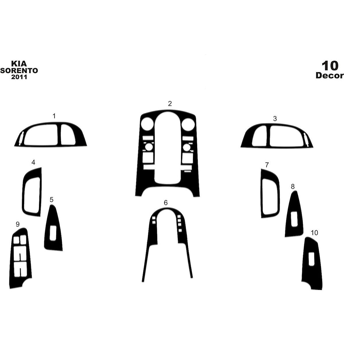 Meriç® Kia Sorento Ön Torpido Kaplama 10 Parça 2011-›