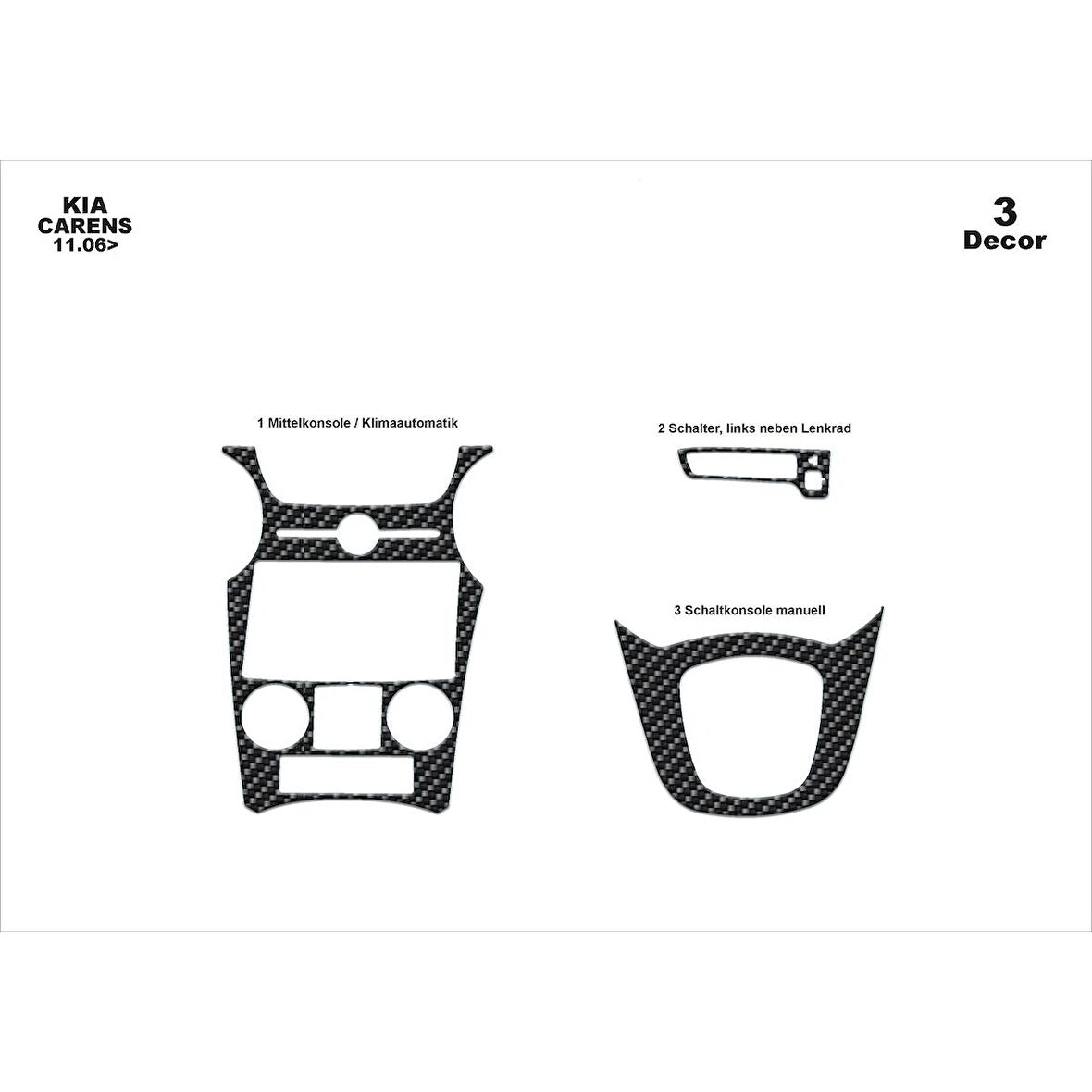 Meriç® Kia Carens Ön Torpido Kaplama 3 Parça 2006-2012