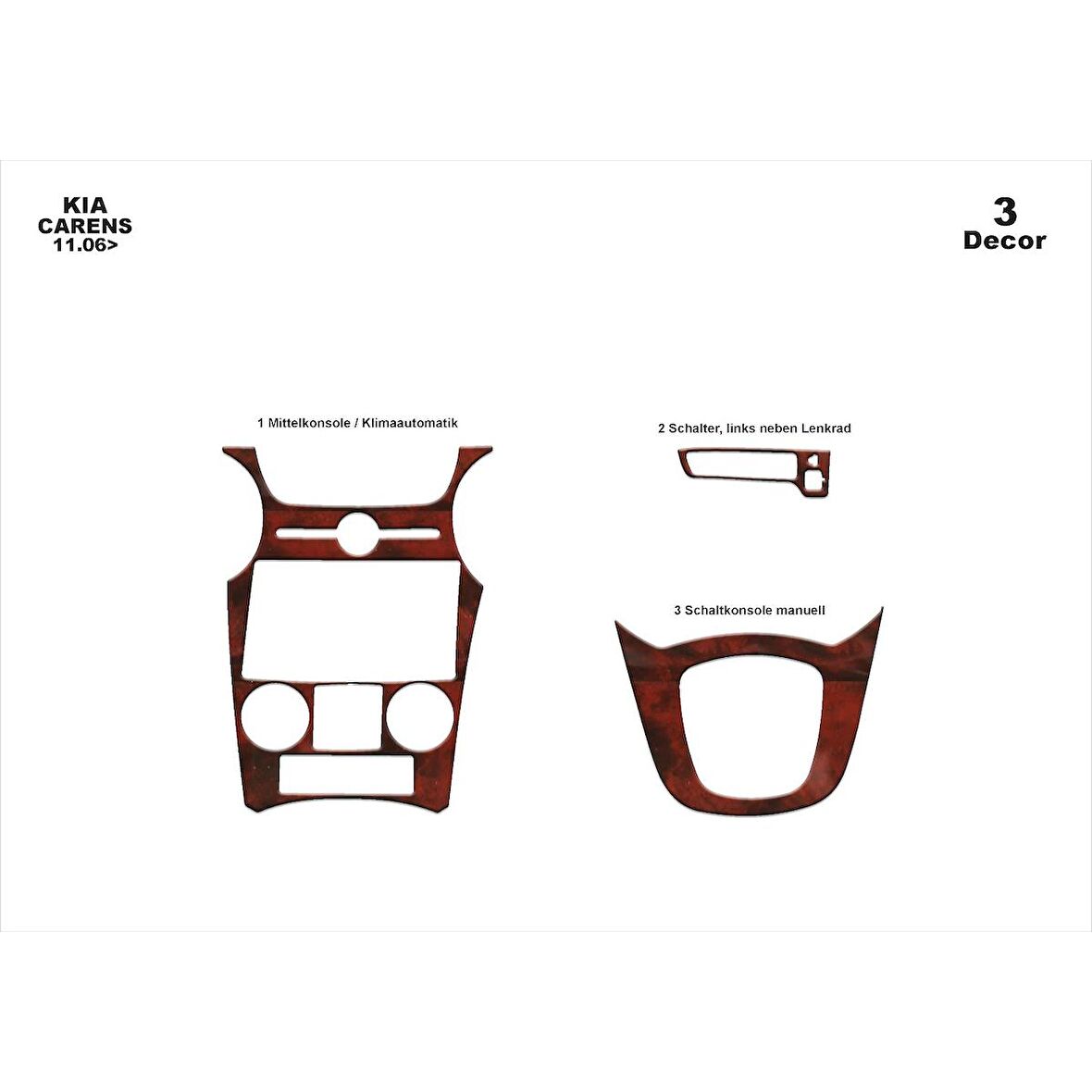 Meriç® Kia Carens Ön Torpido Kaplama 3 Parça 2006-2012