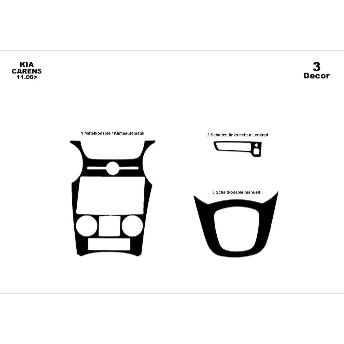 Meriç® Kia Carens Ön Torpido Kaplama 3 Parça 2006-2012