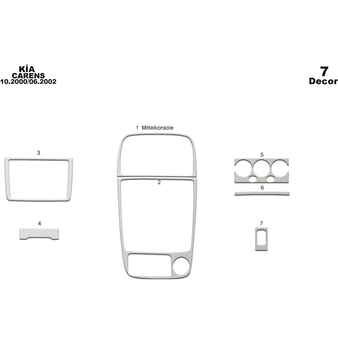 Meriç® Kia Carens Ön Torpido Kaplama 7 Parça 2000-2002