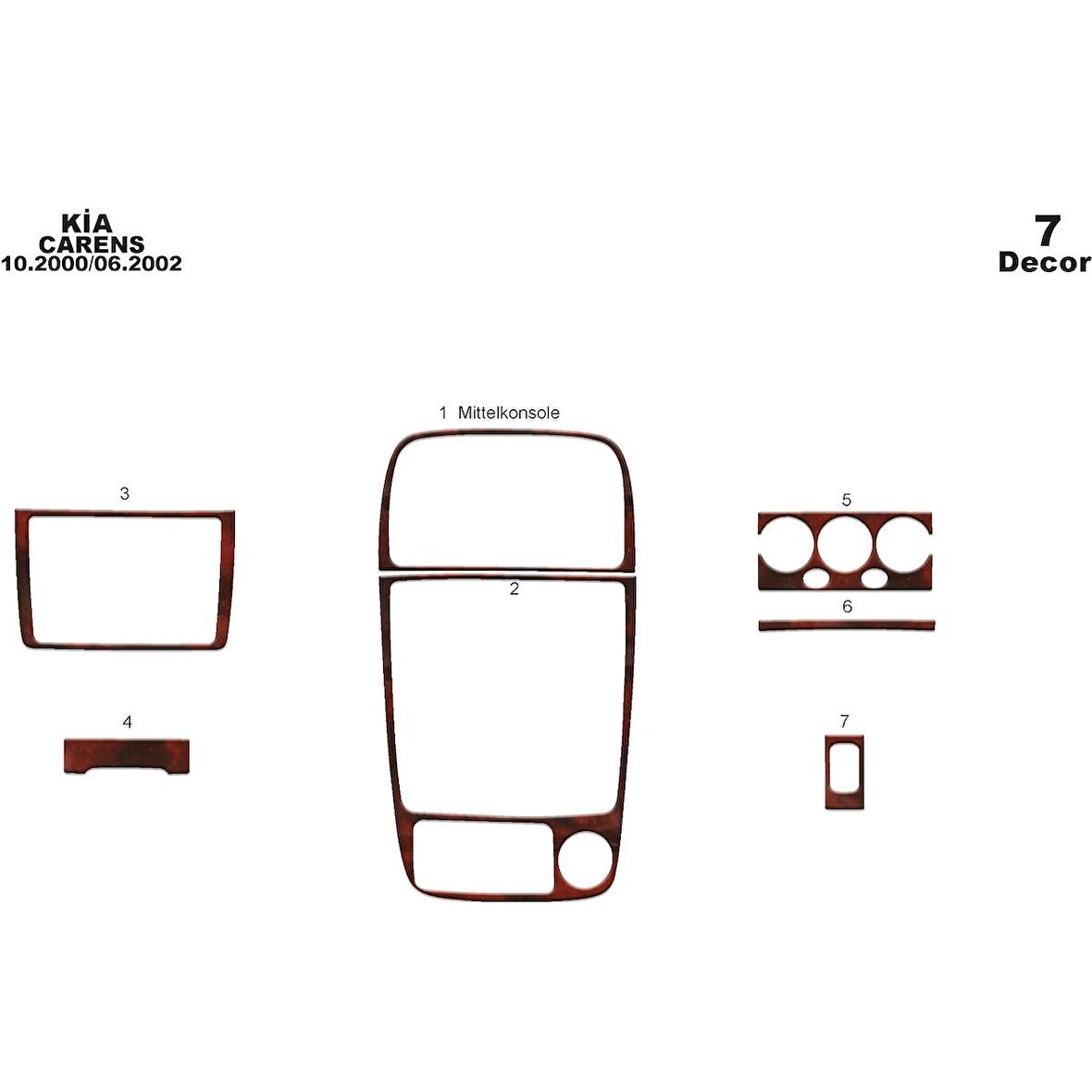 Meriç® Kia Carens Ön Torpido Kaplama 7 Parça 2000-2002