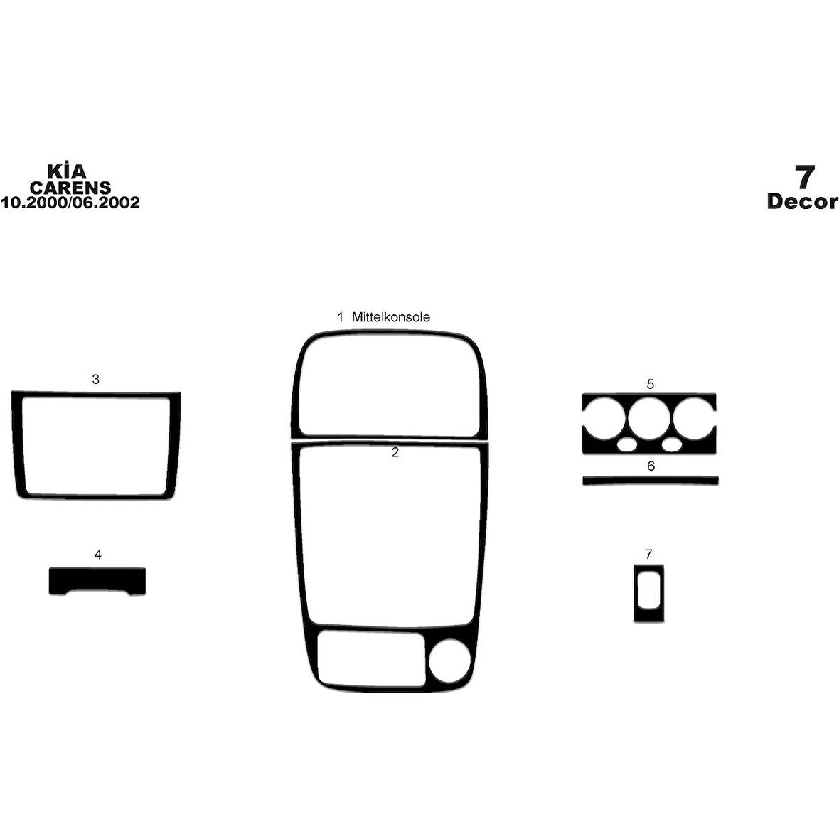 Meriç® Kia Carens Ön Torpido Kaplama 7 Parça 2000-2002