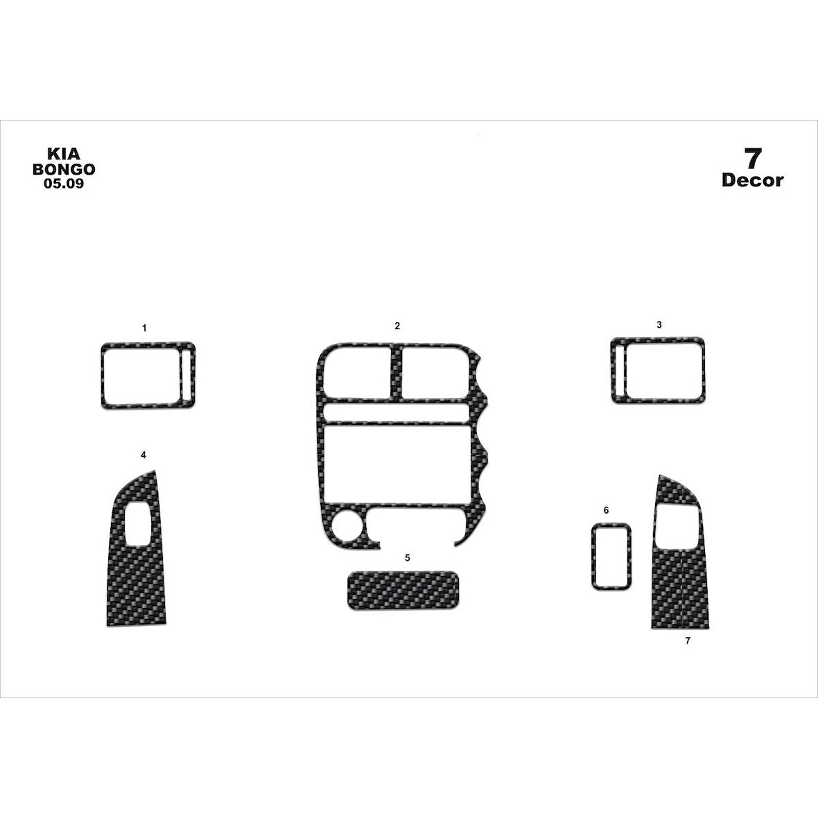 Meriç® Kia Bongo Ön Torpido Kaplama 7 Parça 2009-›