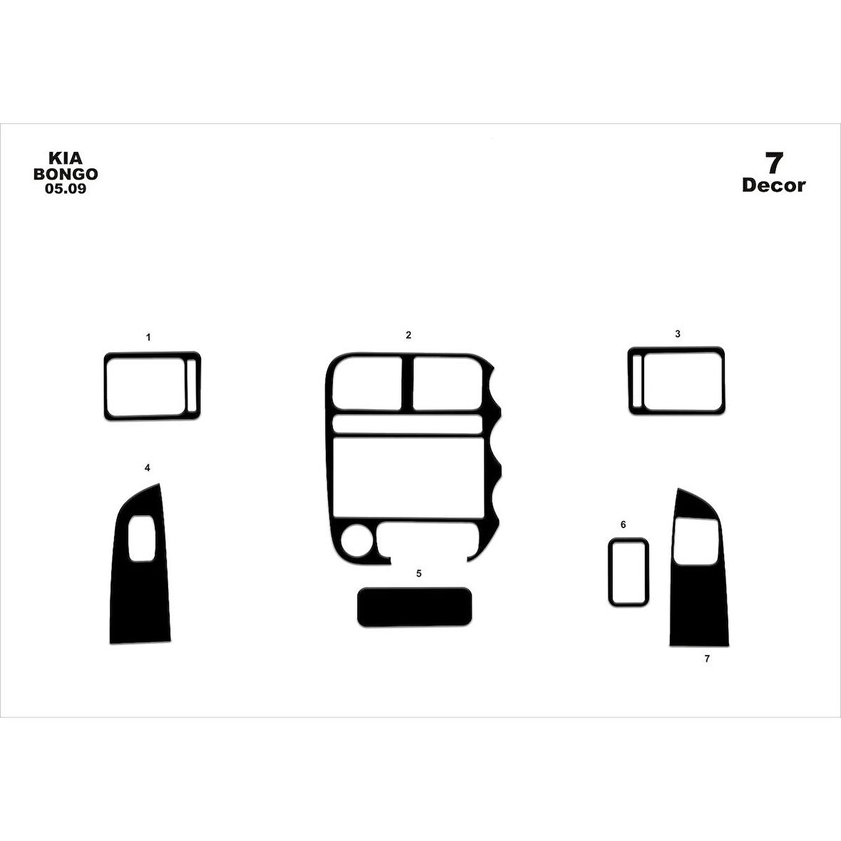 Meriç® Kia Bongo Ön Torpido Kaplama 7 Parça 2009-›